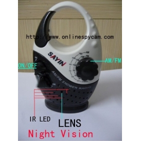 Night Vision Bathroom Spy Camera in Radio HD Digital Video Recorder Motion Activated 32GB 1920X1080(8 LED)